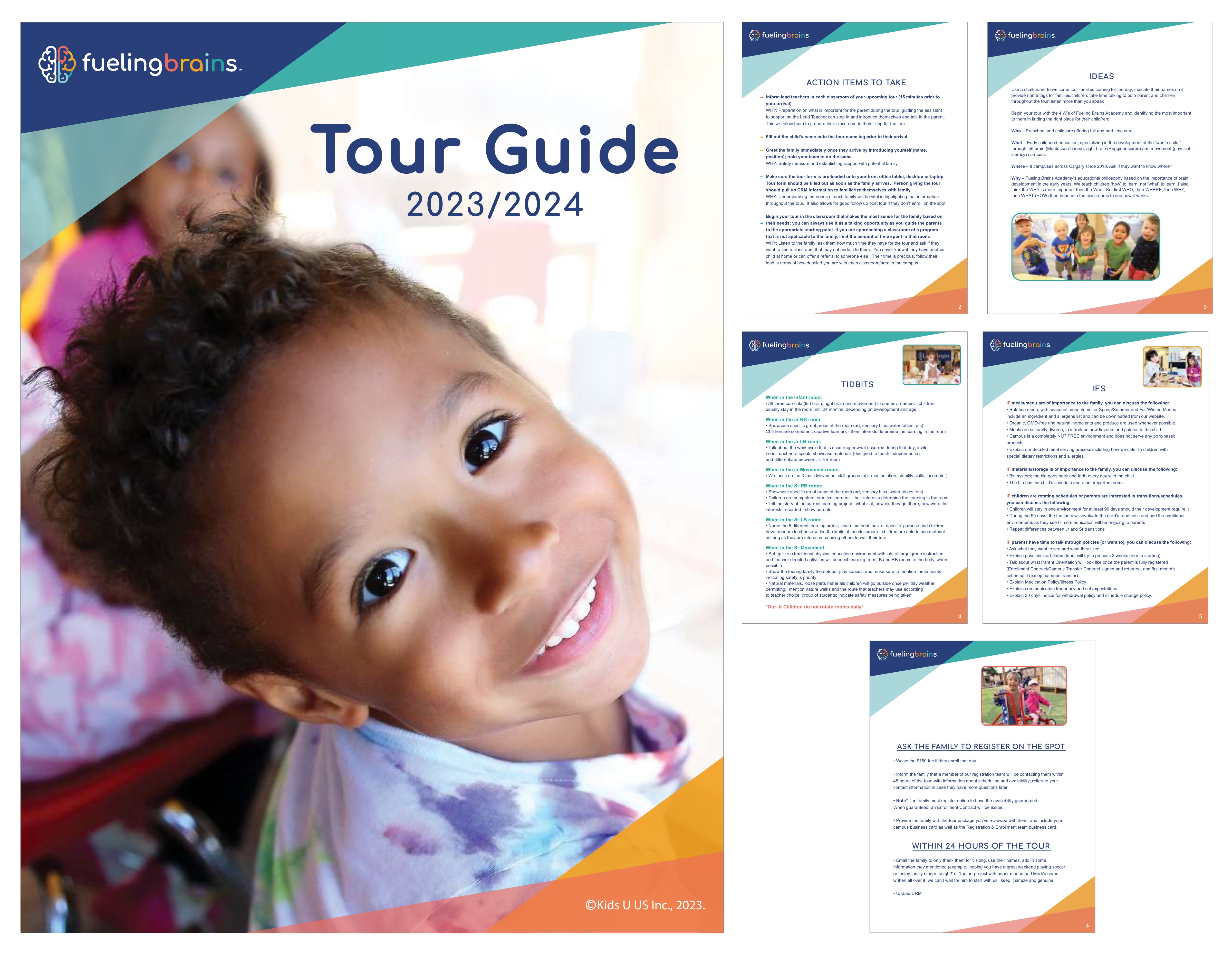Fueling Brains Tour Guide 2023/2024 — cover and interior pages