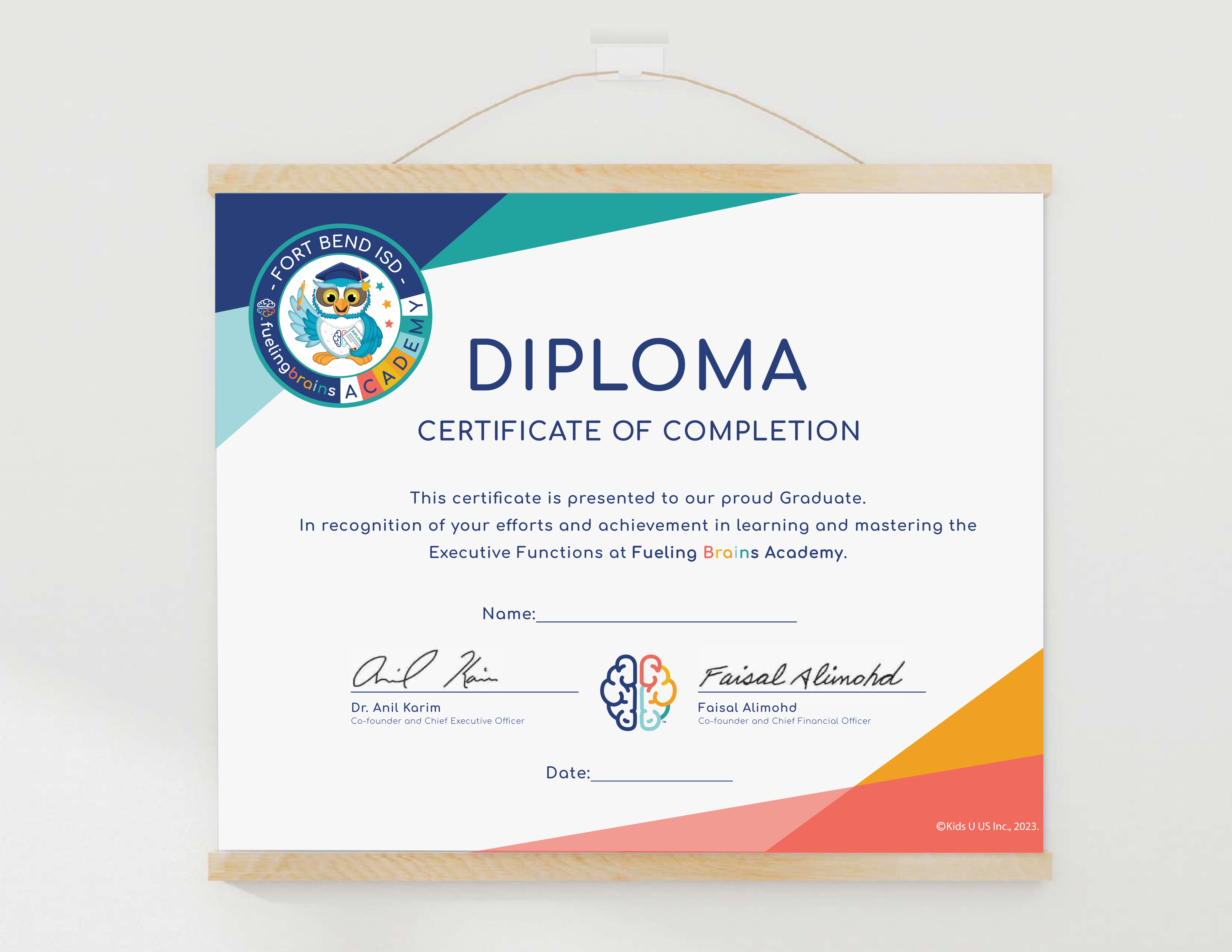 Fueling Brains Academy graduation diploma — Certificate of Completion