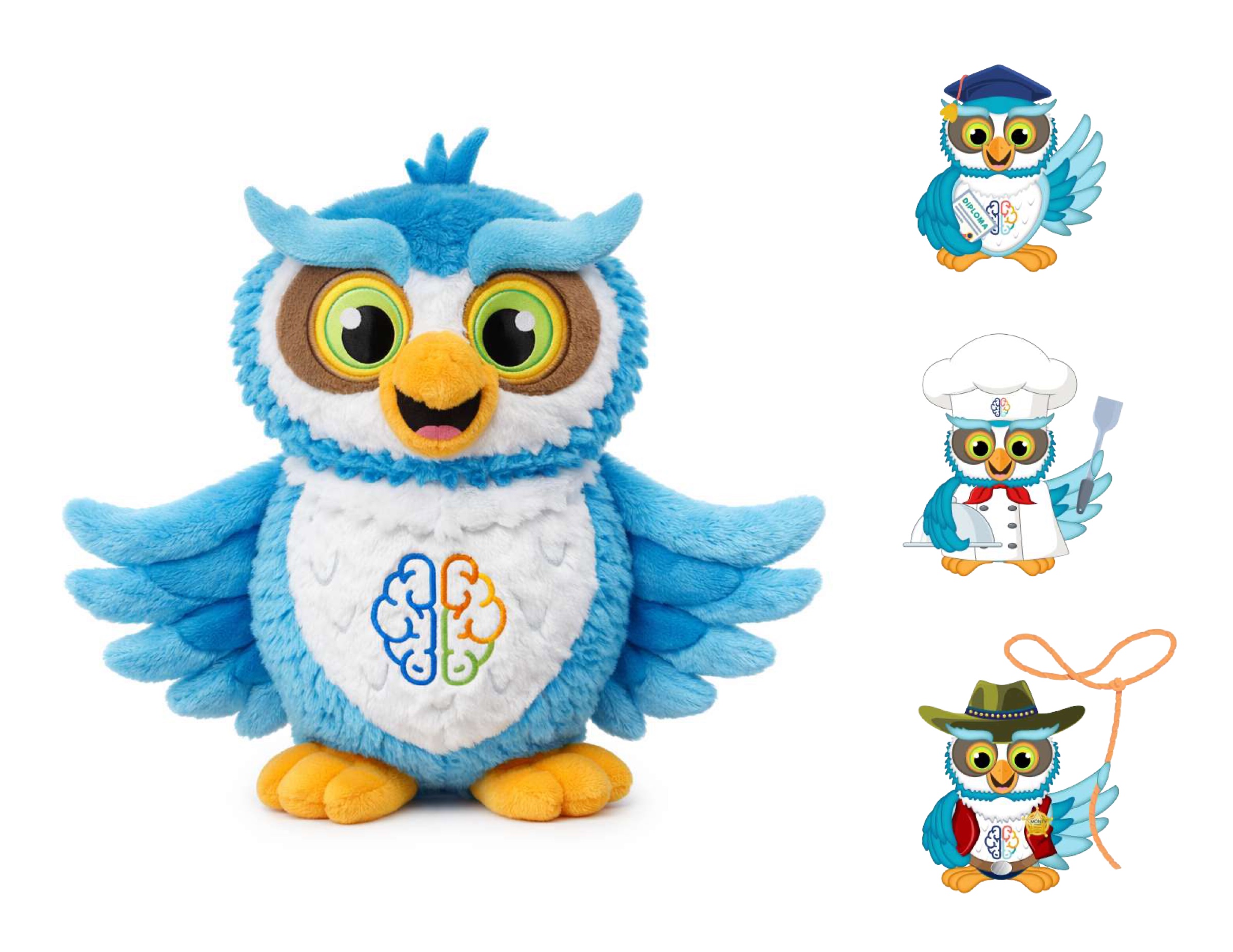 Fueling Brains owl mascot character design