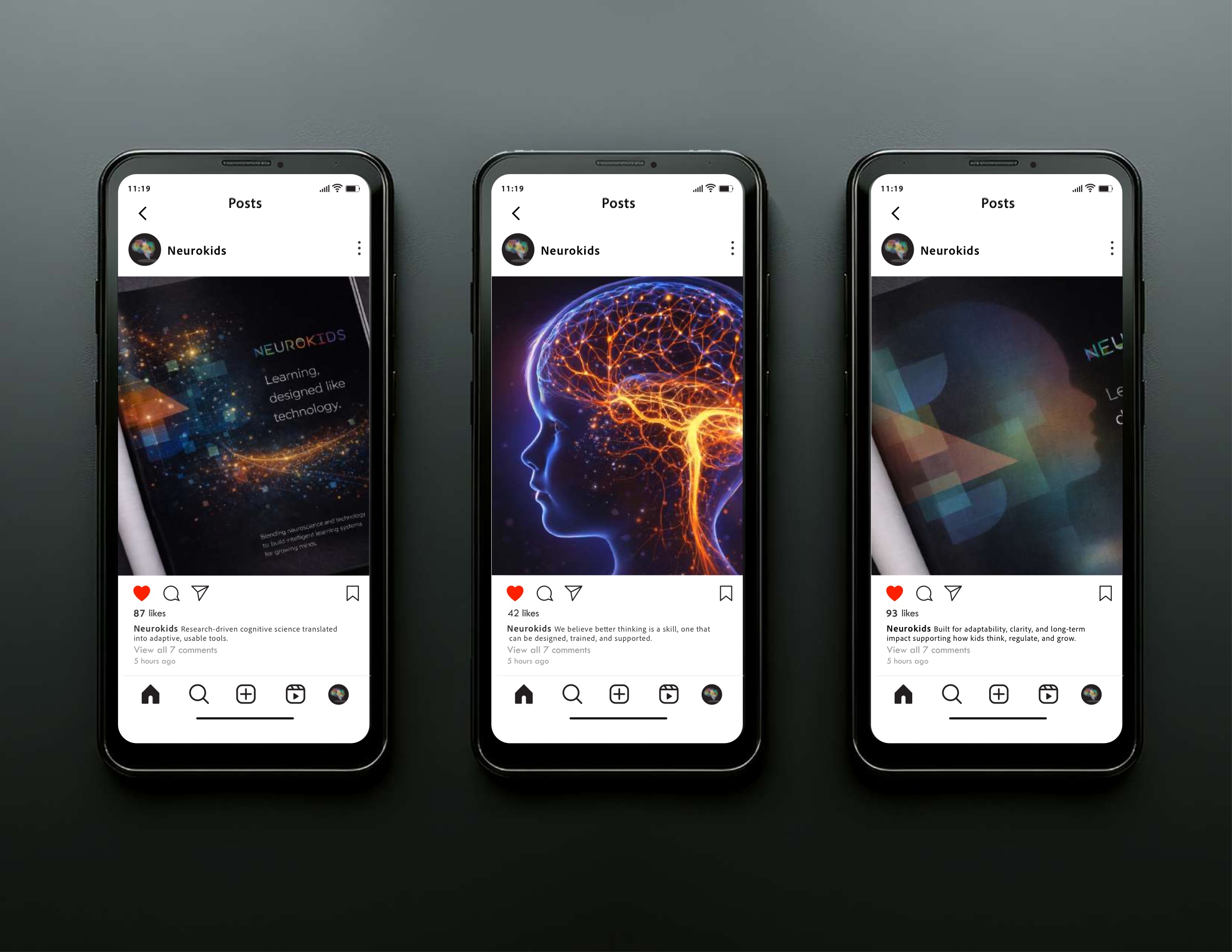 Neurokids 2023 social media phone mockups