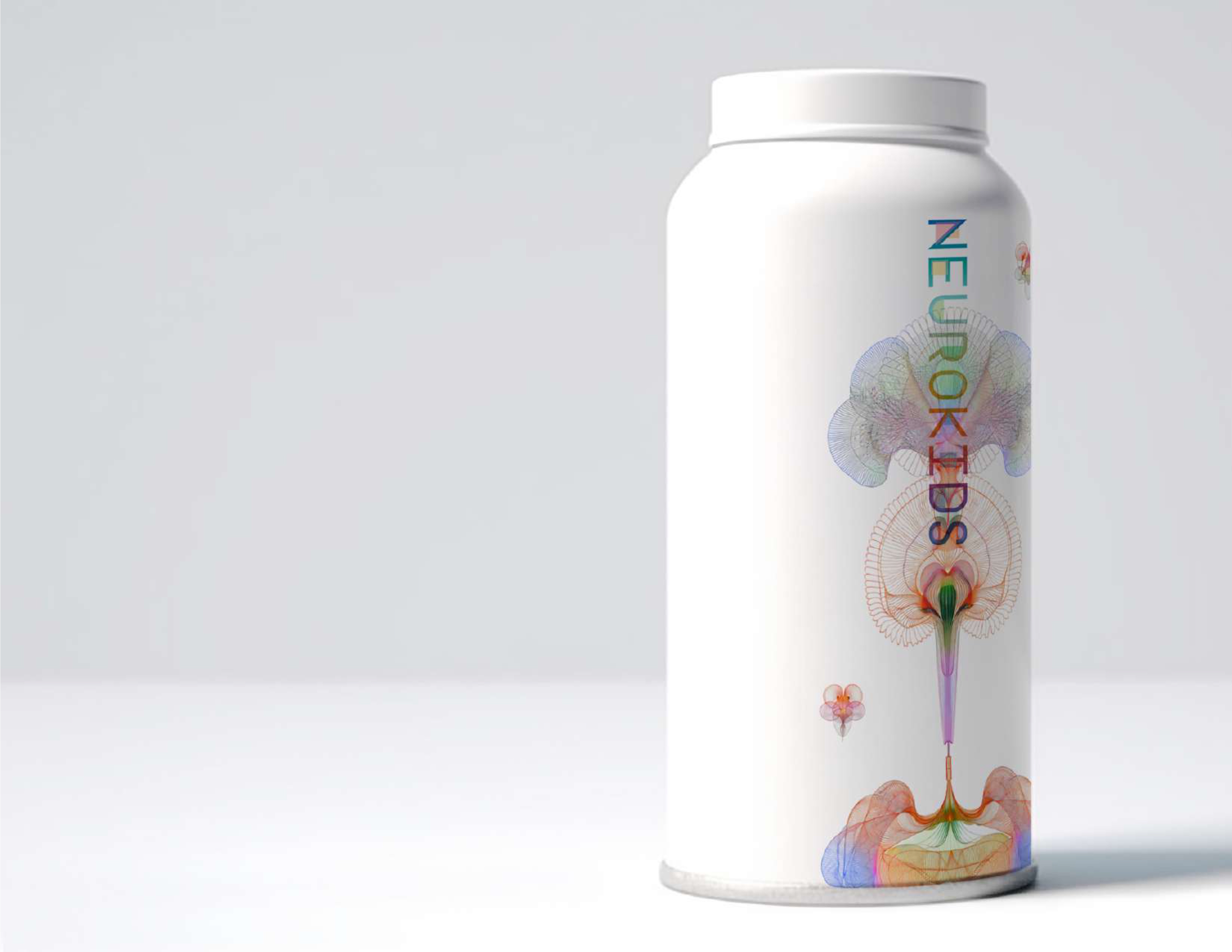 Neurokids 2025 water bottle with neural botanical illustration
