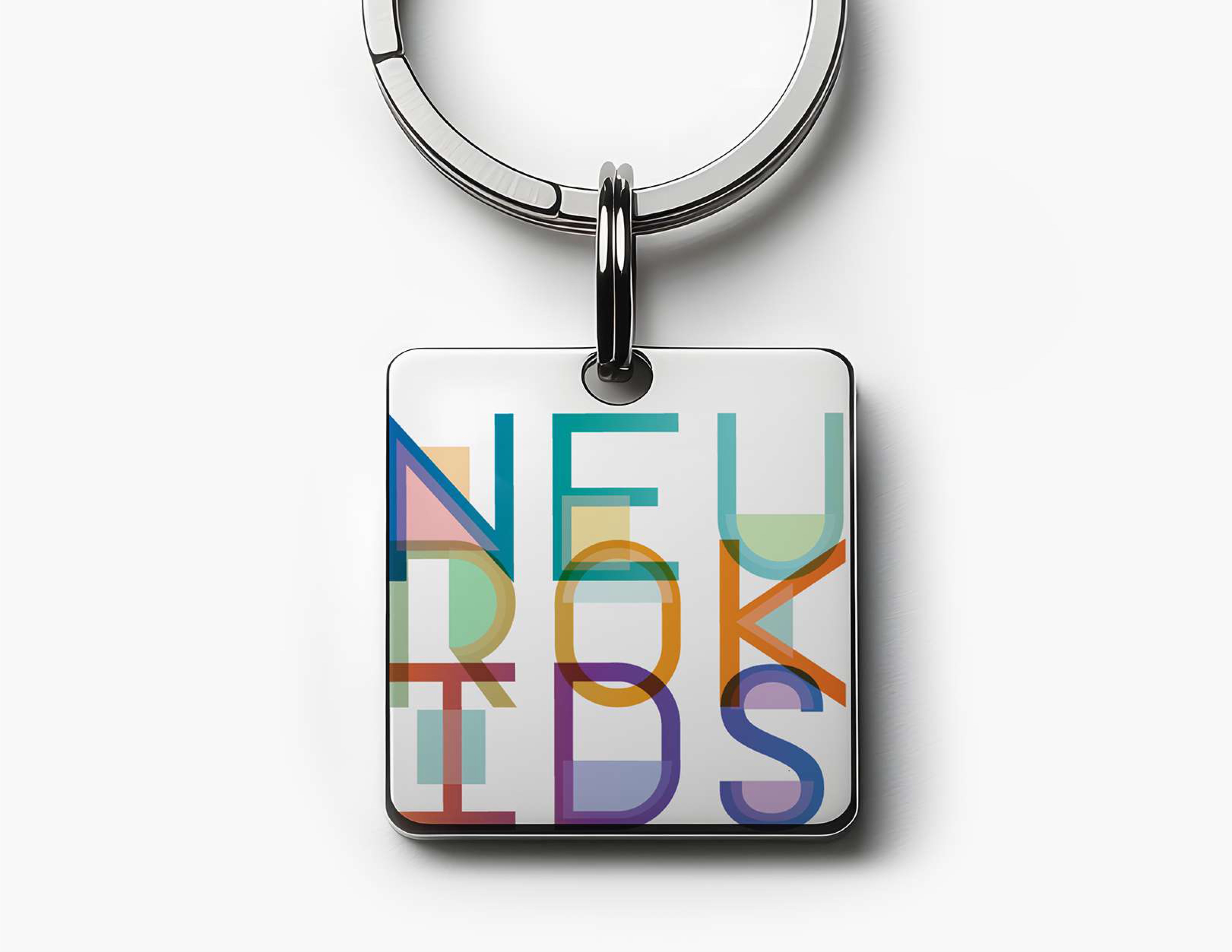 Neurokids 2025 keychain — geometric typographic layout