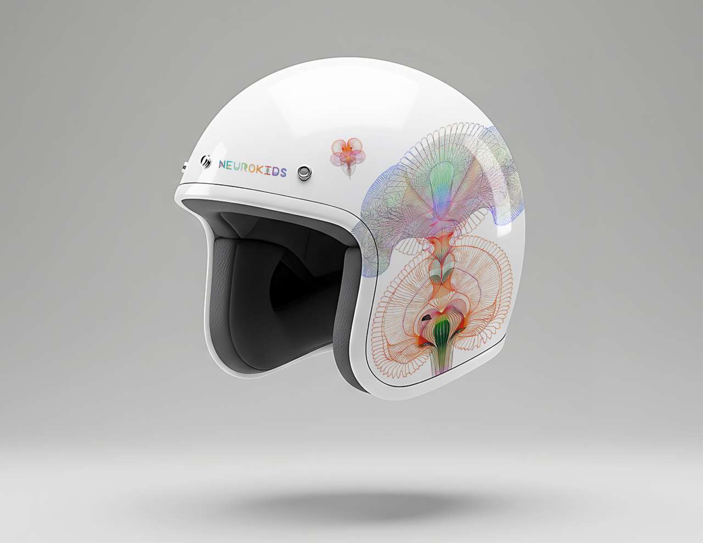 Neurokids 2025 branded helmet with neural illustration